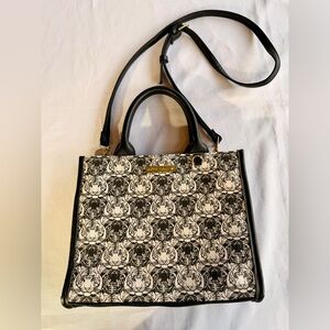NWOT Betsey Johnson Shelby Satchel Bag with Black White Tigers & Bag Charm